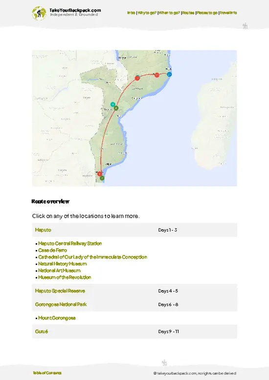 example page 4 from our offline Travel Guide for Mozambique