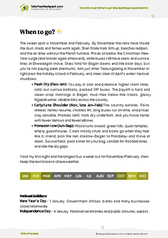example page 3 from our offline Travel Guide for Myanmar