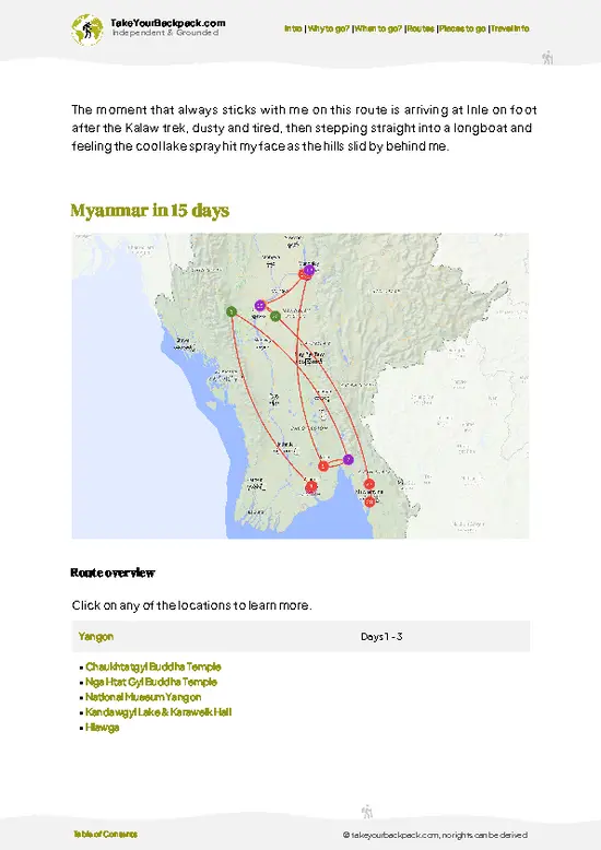 example page 4 from our offline Travel Guide for Myanmar