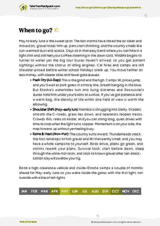 example page 3 from our offline Travel Guide for Namibia