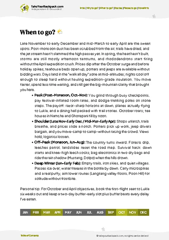 example page 3 from our offline Travel Guide for Nepal