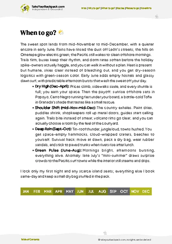 example page 3 from our offline Travel Guide for Nicaragua