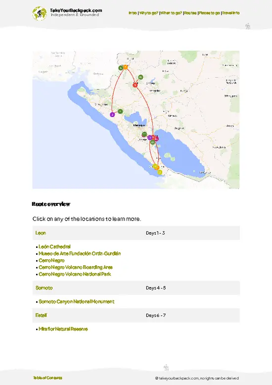 example page 4 from our offline Travel Guide for Nicaragua