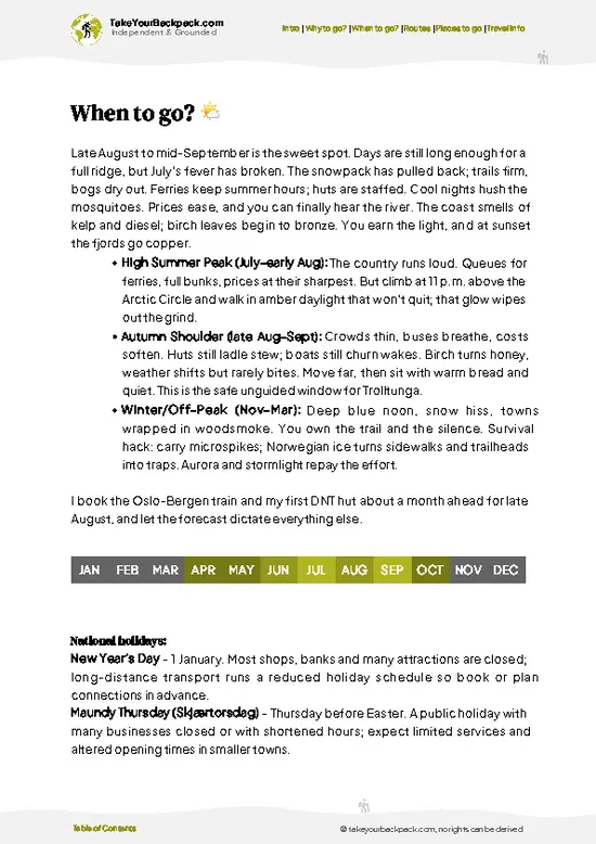 example page 3 from our offline Travel Guide for Norway