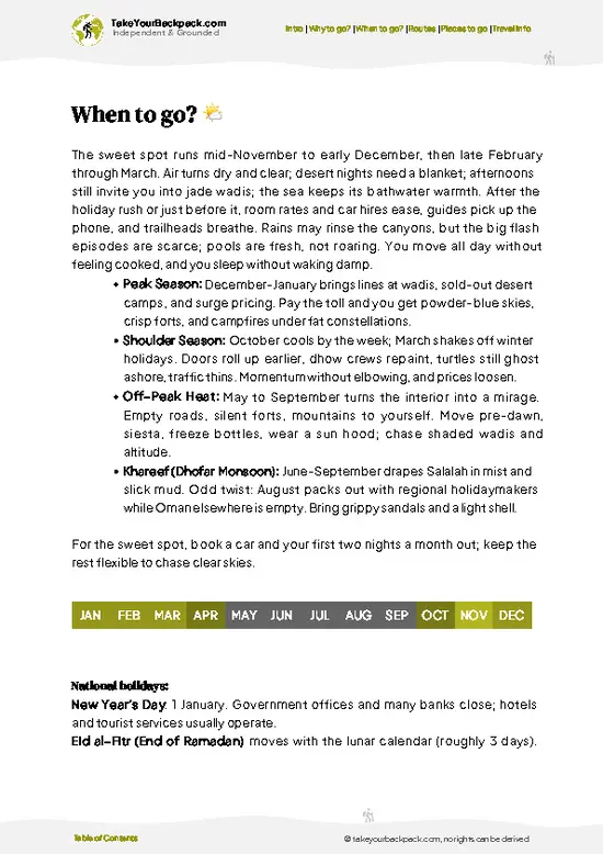 example page 3 from our offline Travel Guide for Oman