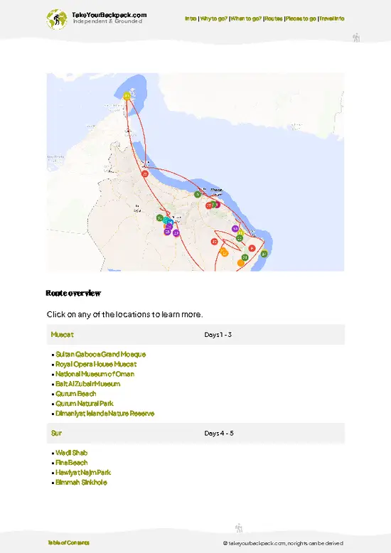 example page 4 from our offline Travel Guide for Oman