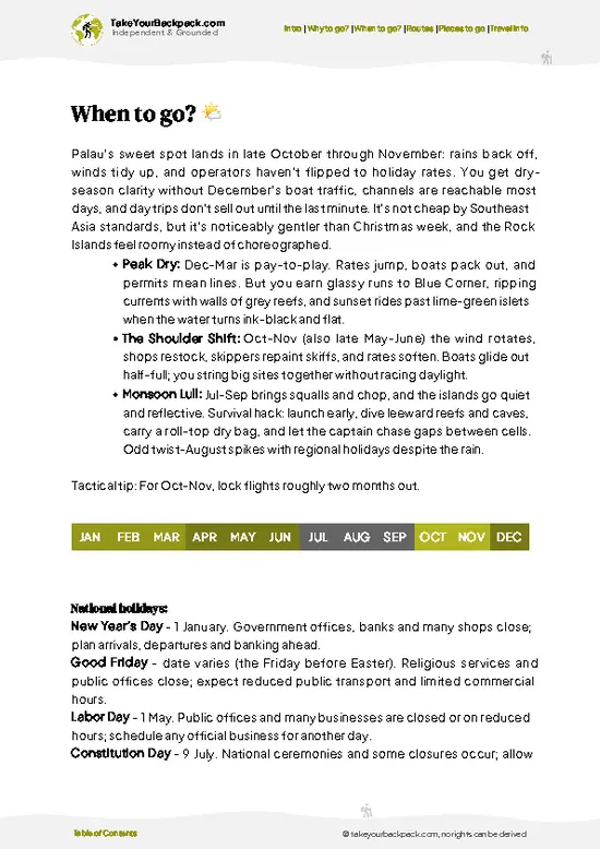 example page 3 from our offline Travel Guide for Palau