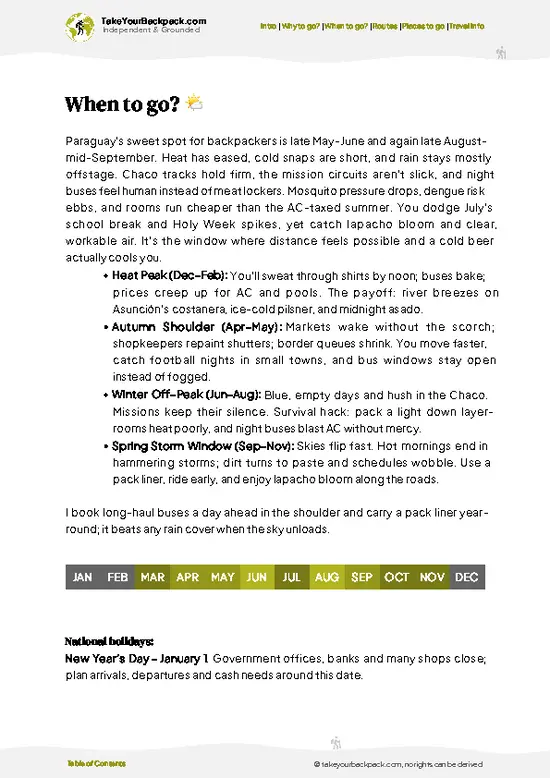 example page 3 from our offline Travel Guide for Paraguay