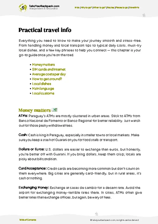 example page 7 from our offline Travel Guide for Paraguay