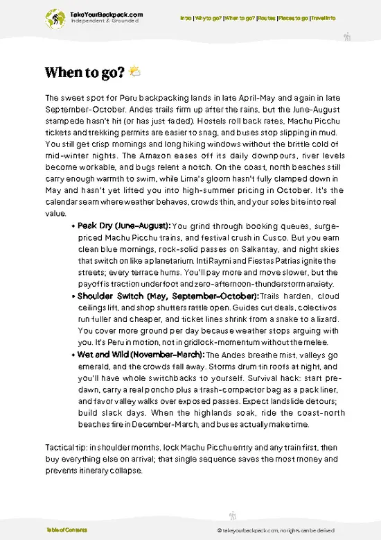 example page 3 from our offline Travel Guide for Peru