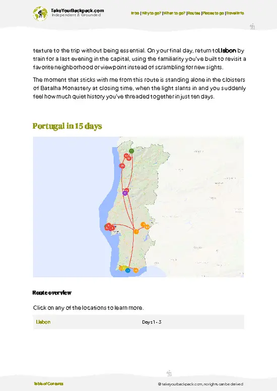 example page 4 from our offline Travel Guide for Portugal