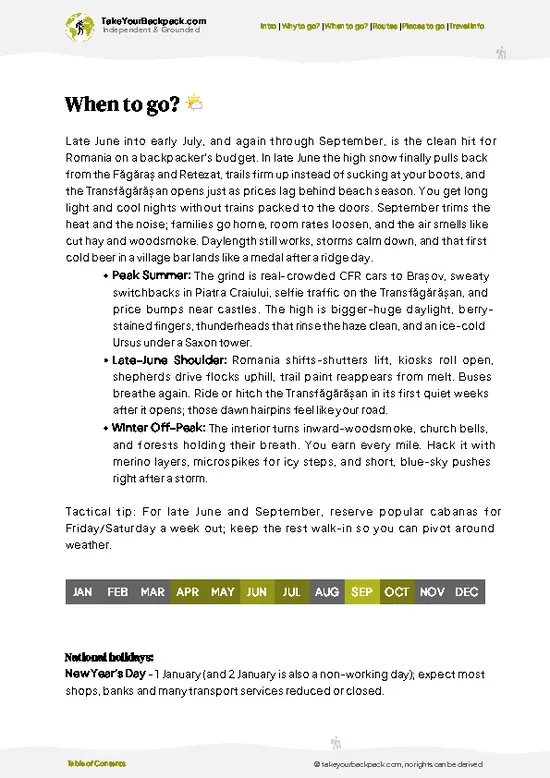 example page 3 from our offline Travel Guide for Romania