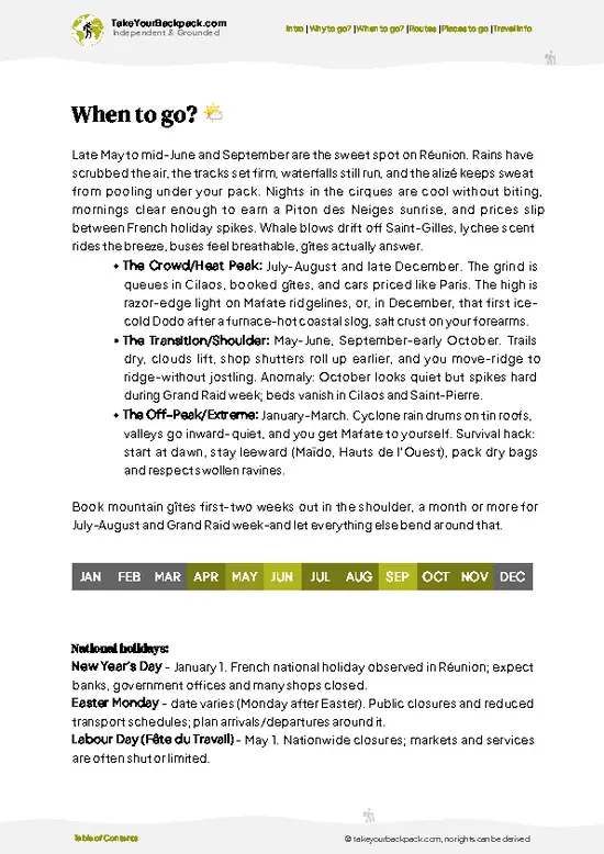 example page 3 from our offline Travel Guide for Réunion