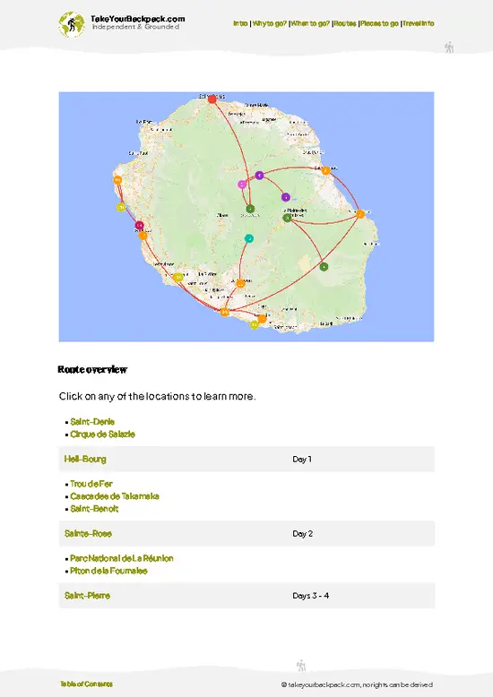 example page 4 from our offline Travel Guide for Réunion