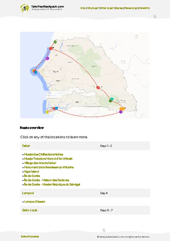 example page 4 from our offline Travel Guide for Senegal