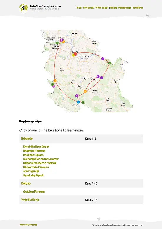 example page 4 from our offline Travel Guide for Serbia