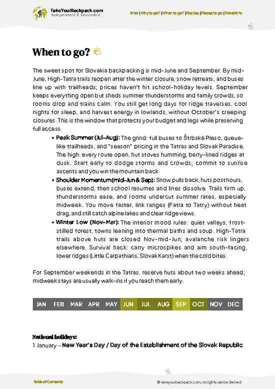example page 3 from our offline Travel Guide for Slovakia