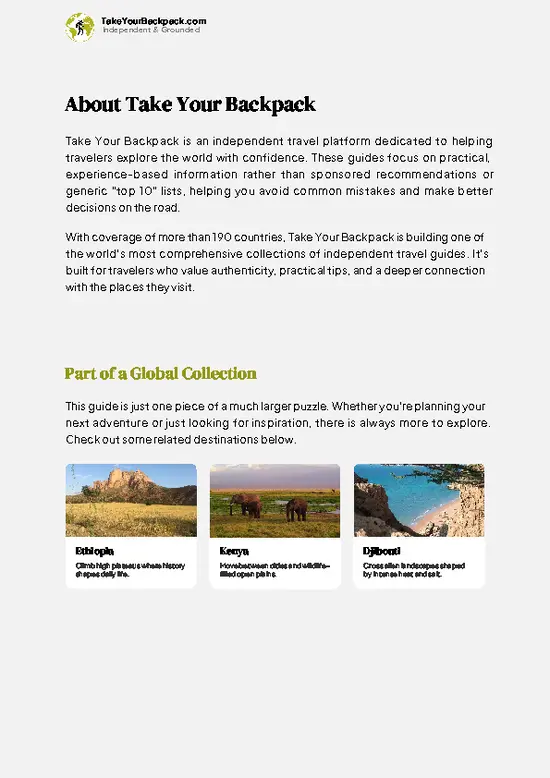 example page 1 from our offline Travel Guide for Somalia