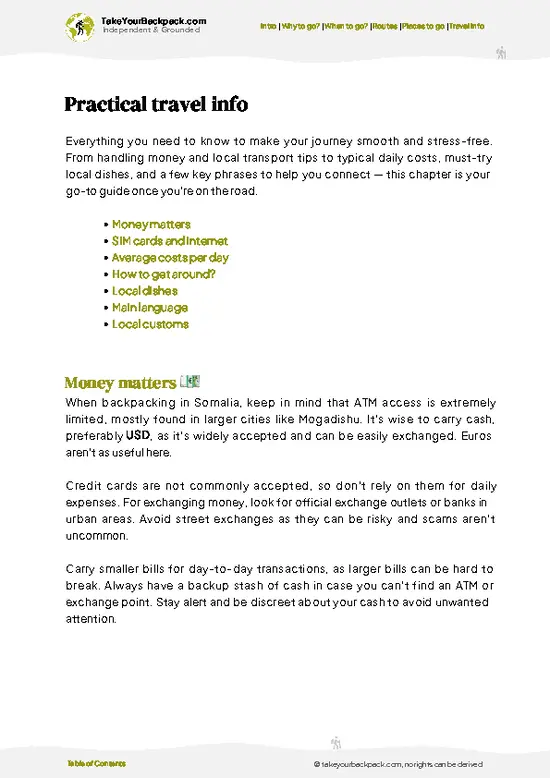 example page 7 from our offline Travel Guide for Somalia