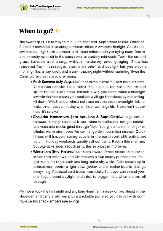 example page 3 from our offline Travel Guide for Spain