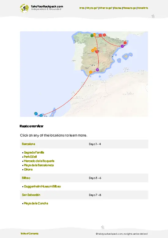 example page 4 from our offline Travel Guide for Spain
