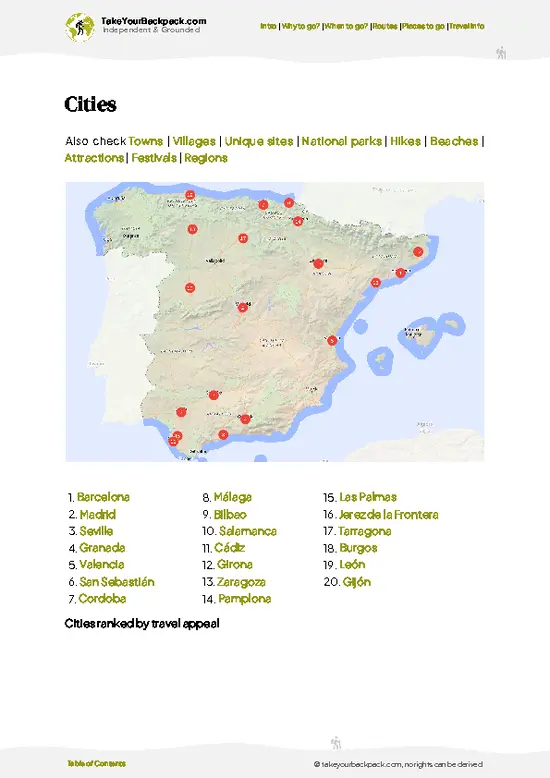 example page 6 from our offline Travel Guide for Spain