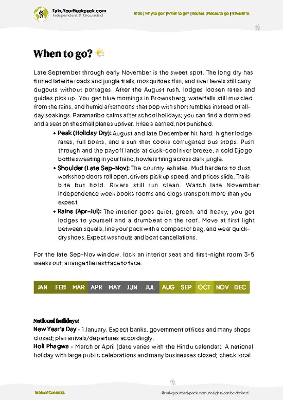 example page 3 from our offline Travel Guide for Suriname