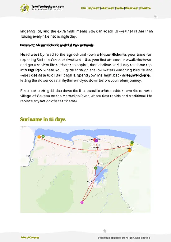 example page 4 from our offline Travel Guide for Suriname
