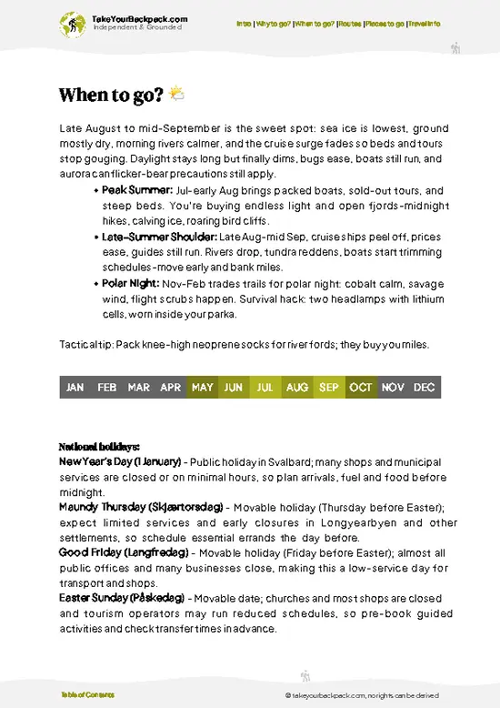 example page 3 from our offline Travel Guide for Svalbard