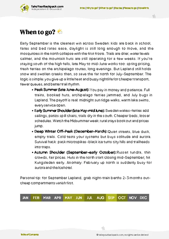 example page 3 from our offline Travel Guide for Sweden