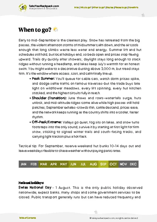 example page 3 from our offline Travel Guide for Switzerland