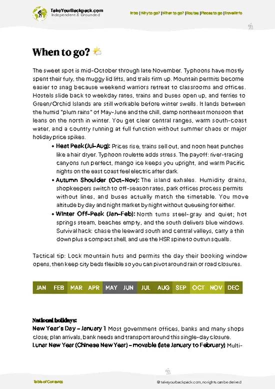 example page 3 from our offline Travel Guide for Taiwan