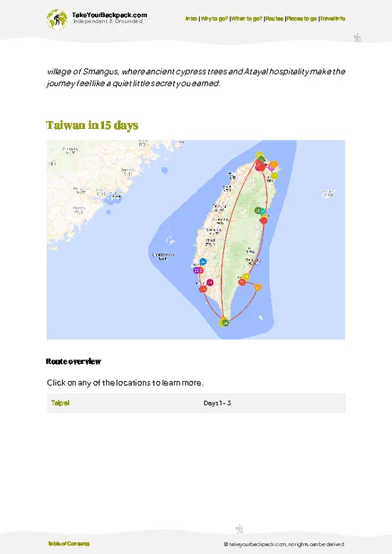 example page 4 from our offline Travel Guide for Taiwan