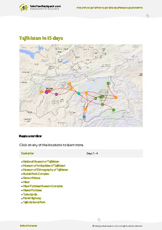 example page 4 from our offline Travel Guide for Tajikistan