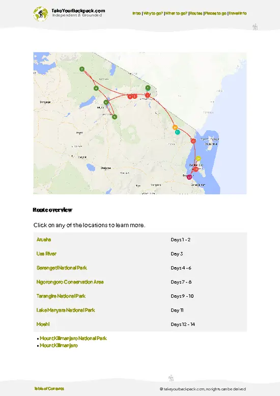 example page 4 from our offline Travel Guide for Tanzania