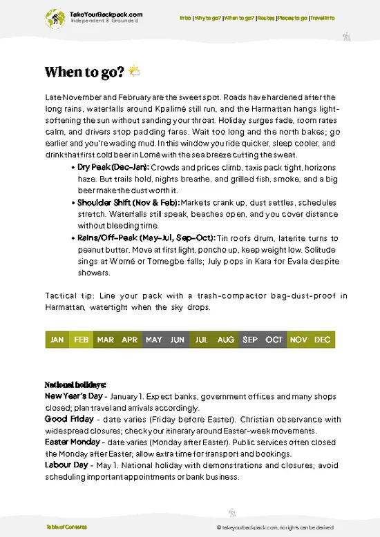 example page 3 from our offline Travel Guide for Togo