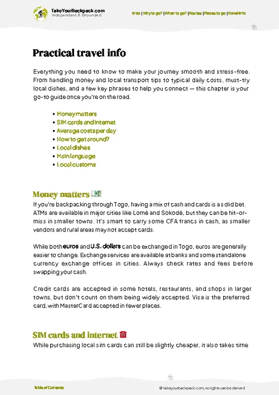 example page 7 from our offline Travel Guide for Togo