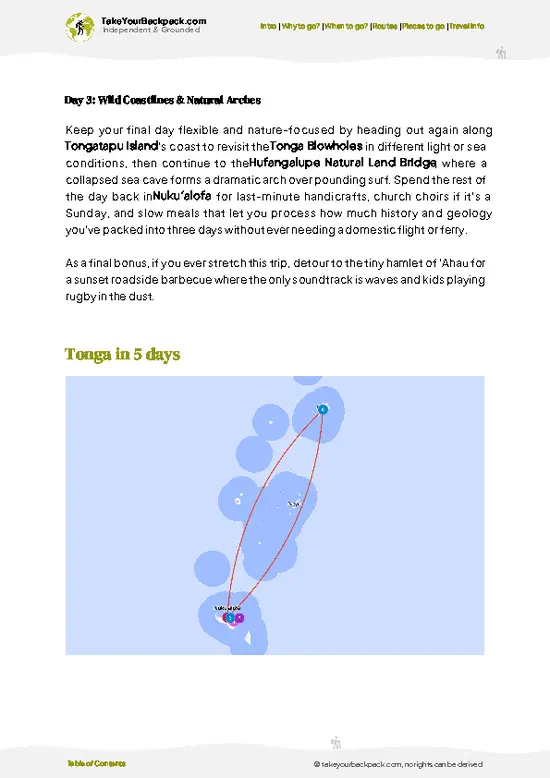 example page 4 from our offline Travel Guide for Tonga