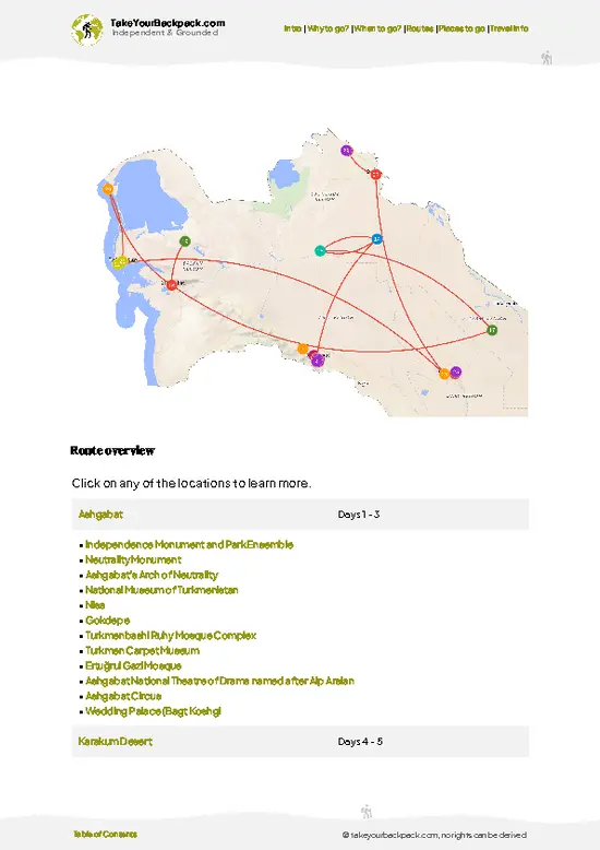 example page 4 from our offline Travel Guide for Turkmenistan