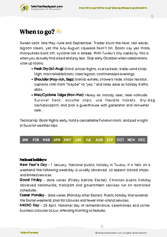 example page 3 from our offline Travel Guide for Tuvalu