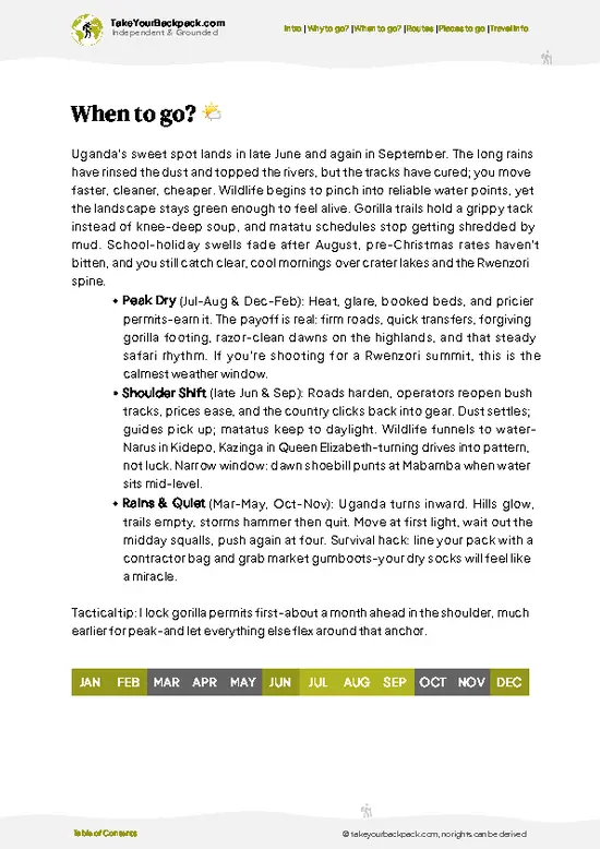 example page 3 from our offline Travel Guide for Uganda