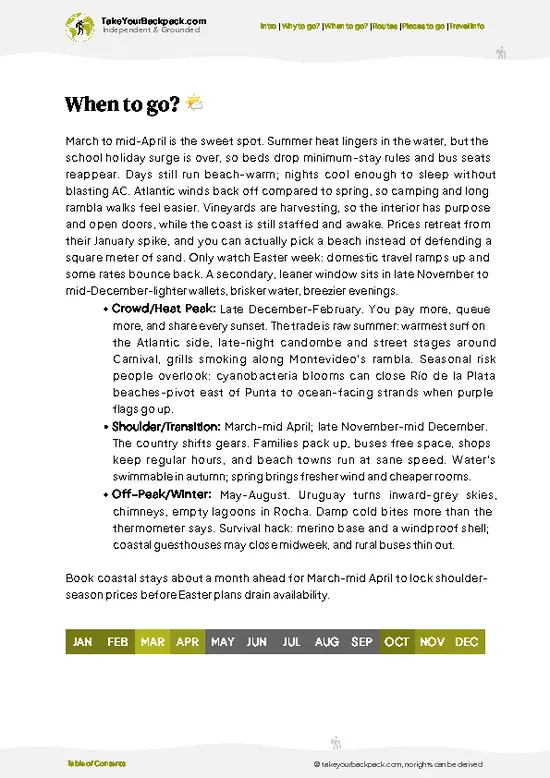 example page 3 from our offline Travel Guide for Uruguay
