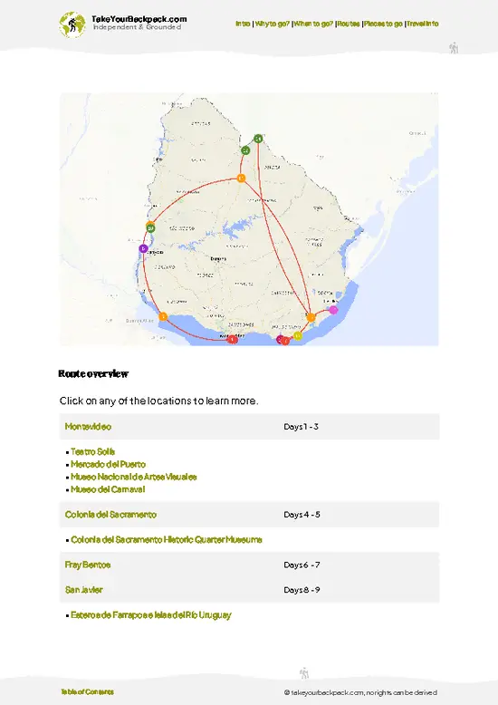 example page 4 from our offline Travel Guide for Uruguay