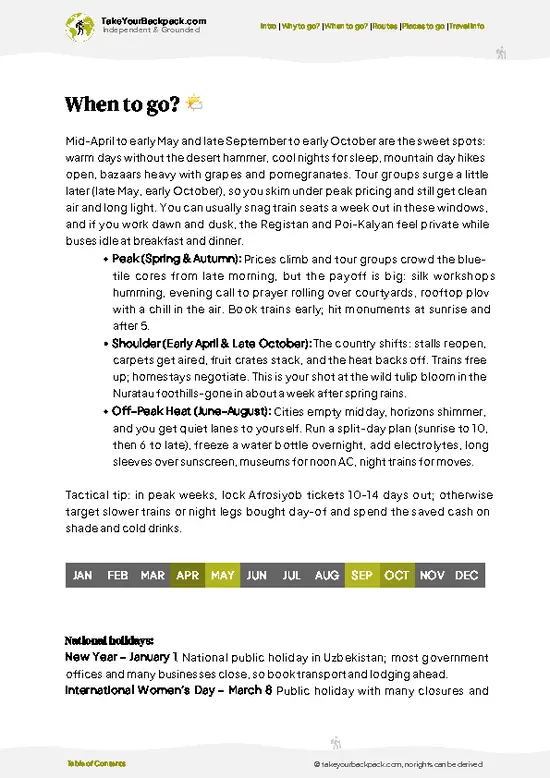 example page 3 from our offline Travel Guide for Uzbekistan
