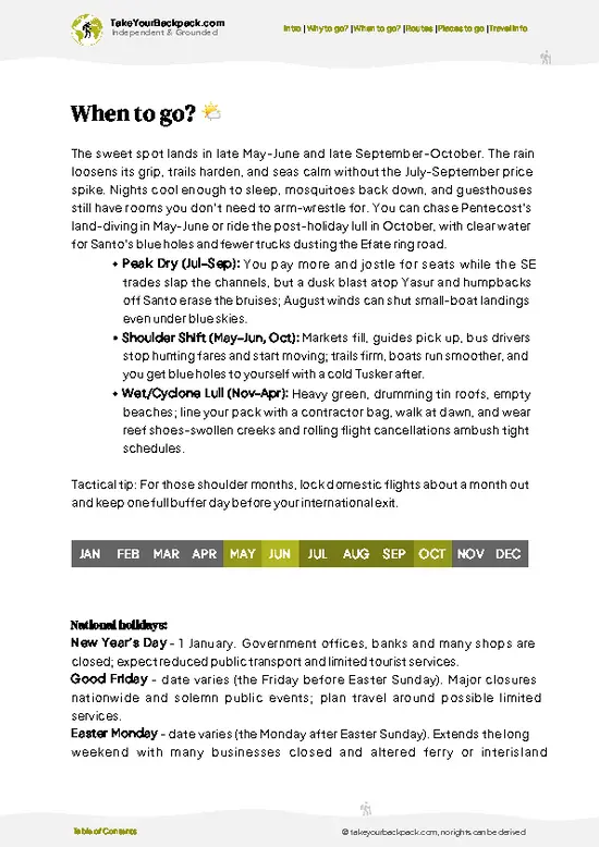 example page 3 from our offline Travel Guide for Vanuatu