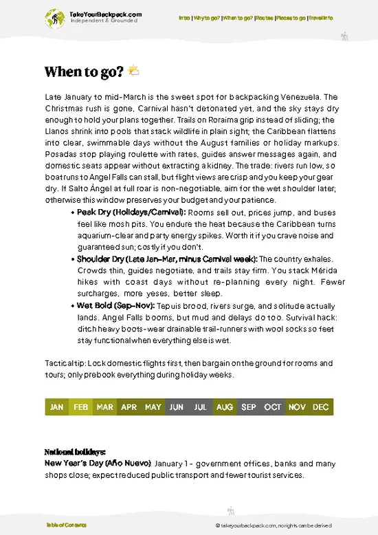 example page 3 from our offline Travel Guide for Venezuela