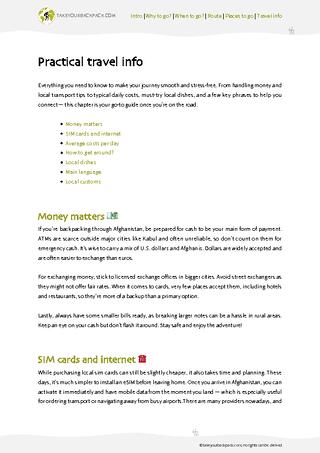 example page 4 from our offline Travel Guide for Afghanistan