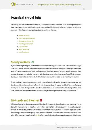 example page 4 from our offline Travel Guide for Angola