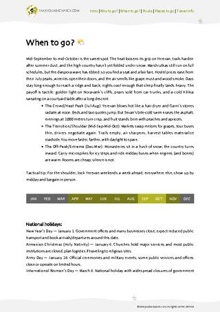 example page 1 from our offline Travel Guide for Armenia