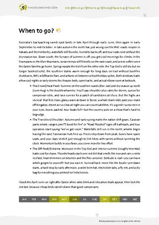 example page 1 from our offline Travel Guide for Australia
